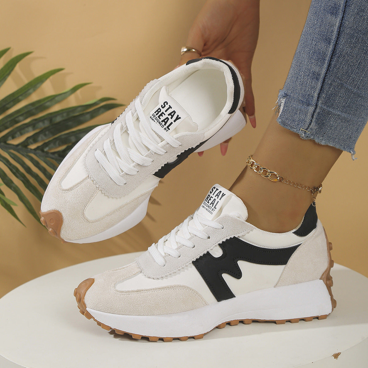 Linea Cross-Tie Casual Sneakers – Women’s Color-Block Everyday Trainers