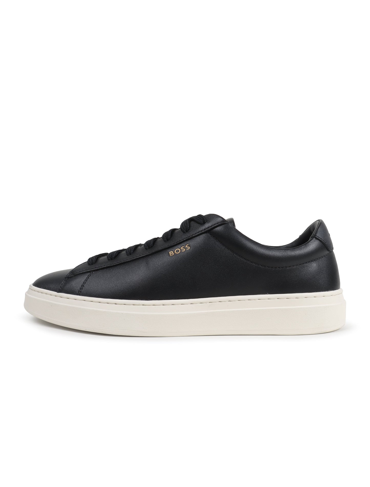 Black and white casual shoe with Hugo Boss logo on a white background