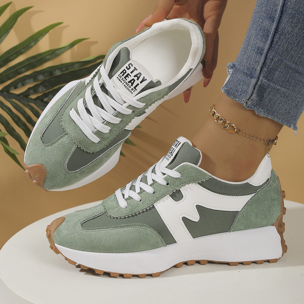 Linea Cross-Tie Casual Sneakers – Women’s Color-Block Everyday Trainers