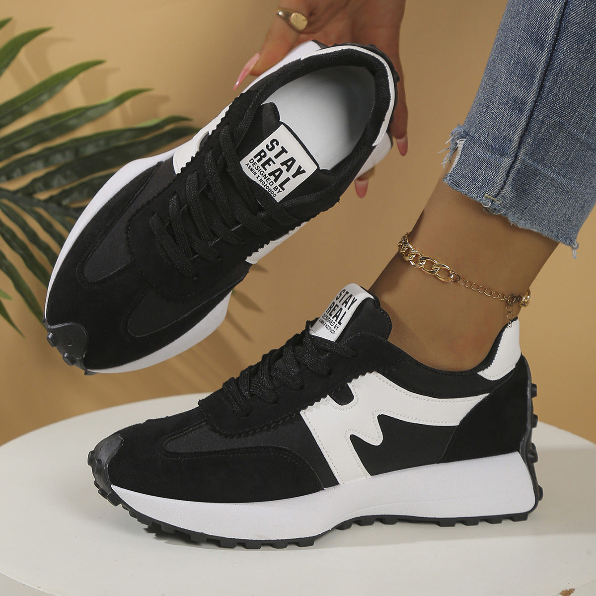 Linea Cross-Tie Casual Sneakers – Women’s Color-Block Everyday Trainers